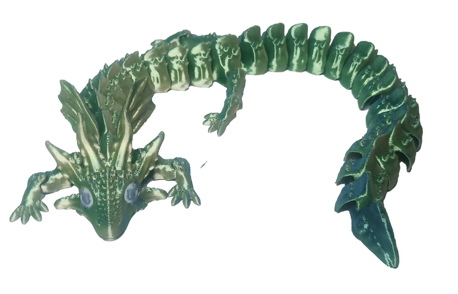 Axolotl dragon W/Wings (green/gold) - 3D Printed